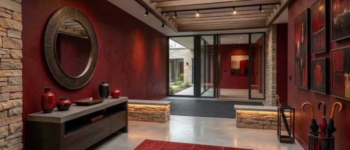 червен цвят в съчетаване на интериорния дизайн